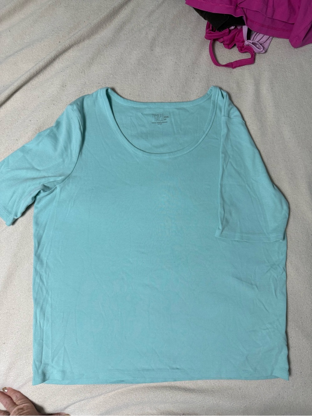 Time and Tru Light mint green Scoop Neck Short Sleeve Top